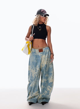 TRUEWORLD原创潮牌水波纹复古Y2K风宽松oversize/up主推荐长裤