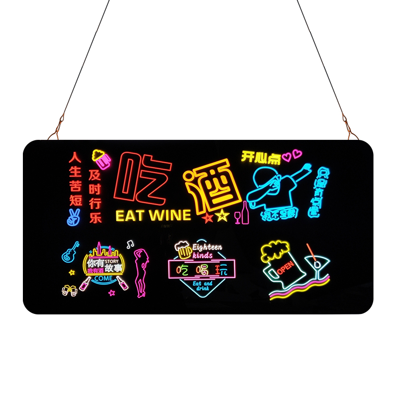 现货网红酒吧烧烤发光字挂墙装饰画灯箱广告牌个性奶茶店墙面悬挂图片
