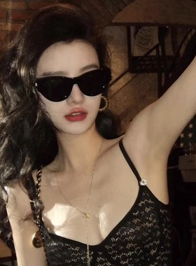女感猫眼c墨镜级2024新款 防近外线防晒紫视太阳眼镜适合热卖中