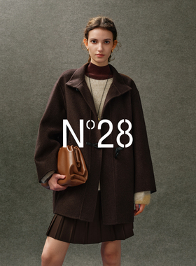 N°28【零压感】山羊绒双面呢大衣女秋冬立领牛角扣廓形毛呢外套