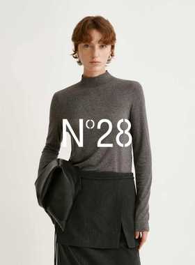 N°28莱赛尔羊毛半高领长袖T恤女冬季休闲简约打底衫纯色修身上衣