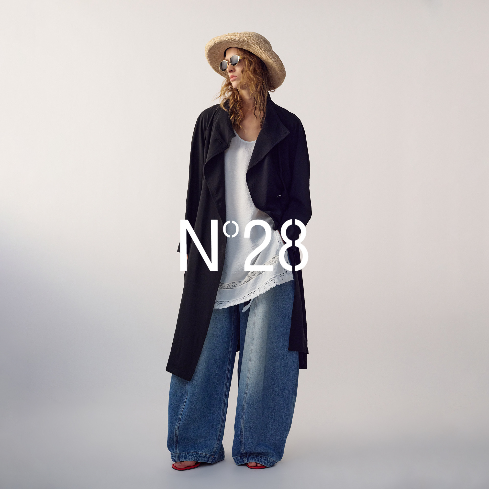 N&deg;28立领斜襟系带收腰显瘦风衣女春季简约气质通勤中长款外套