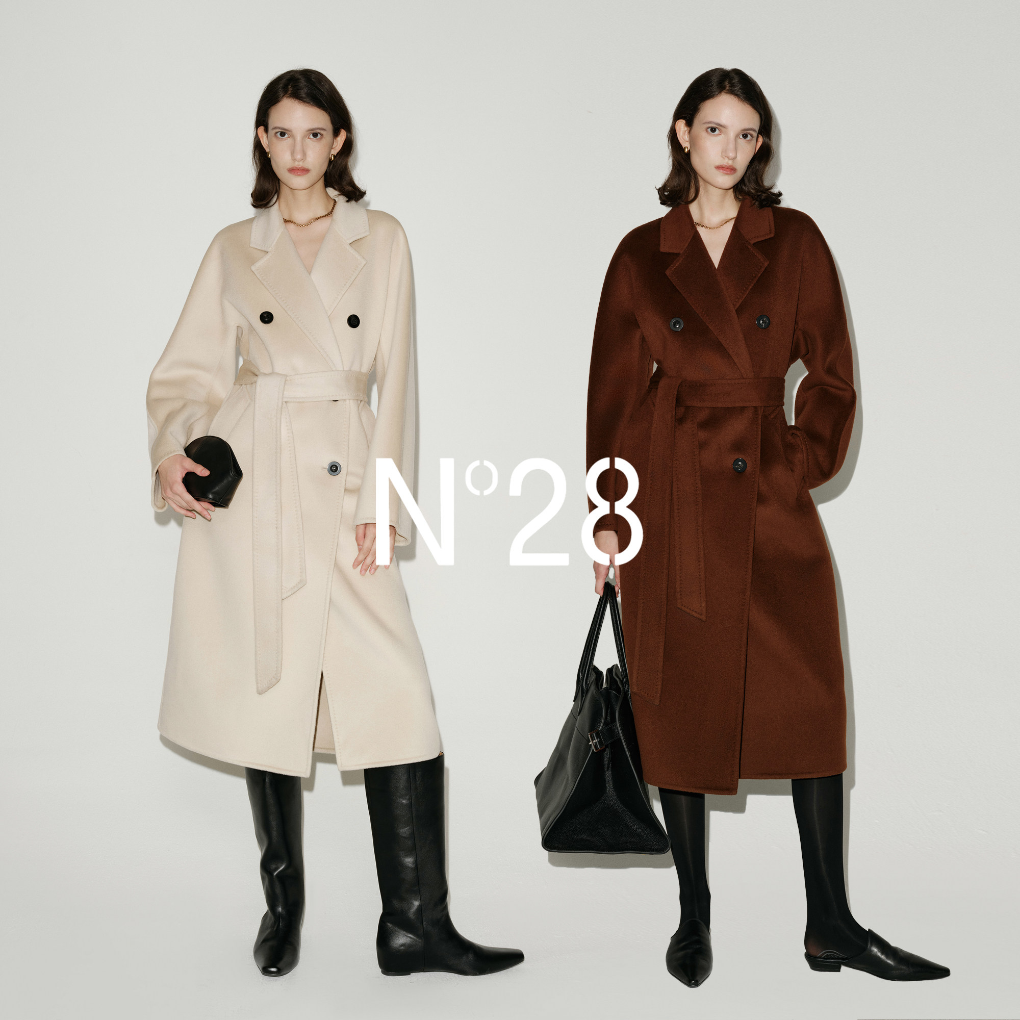 N°28【经典传承】双排扣山羊绒双面呢大衣女秋冬中长款毛呢外套