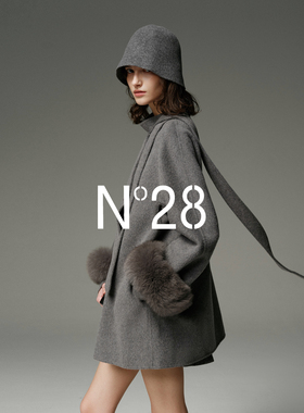 山羊绒毛呢大衣女狐狸毛袖口呢子外套