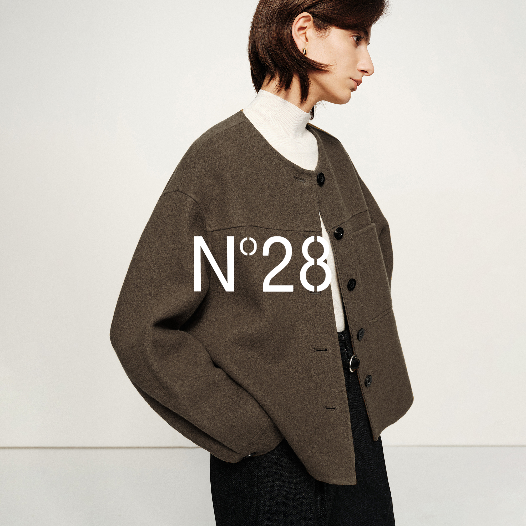 N°28山羊绒毛呢外套秋冬圆领