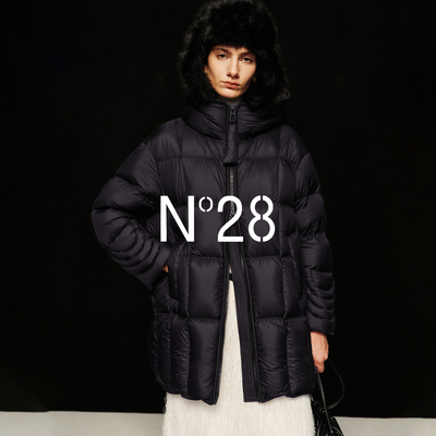 秋冬连帽中长款白鹅绒服女