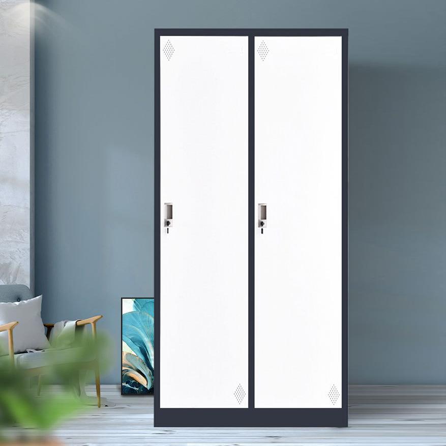 更衣柜铁皮柜健身房浴室员工职员柜拆装二门更衣柜灰白加厚款