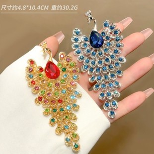 配饰凤凰复古胸针 欧美防走光孔雀胸花别针高档brooch水钻服装