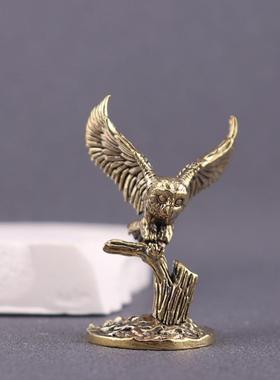 创意黄铜树枝猫头鹰摆件铜雕工艺品桌面摆件创意个性复古铜器摆件