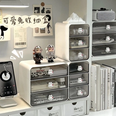 亚克力桌面收纳盒抽屉式透明化妆品书桌文具置物架办公桌整理盒子