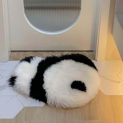 纯发熊猫抱枕澳洲羊OT-X01毛猫靠枕沙床头椅子靠垫网红款生气熊坐