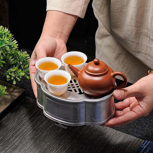 中式复古简约锡茶盘家用办公室小储水干干泡盘CBU茶盘泡茶海台茶