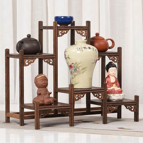 鸡翅木型博实木EQM中式多宝阁古紫砂小壶茶具架子置物架架摆件展