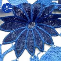 滌光絲多色刺繡面料水溶蕾絲重工色織多彩滿幅立體鏤空繡花布
