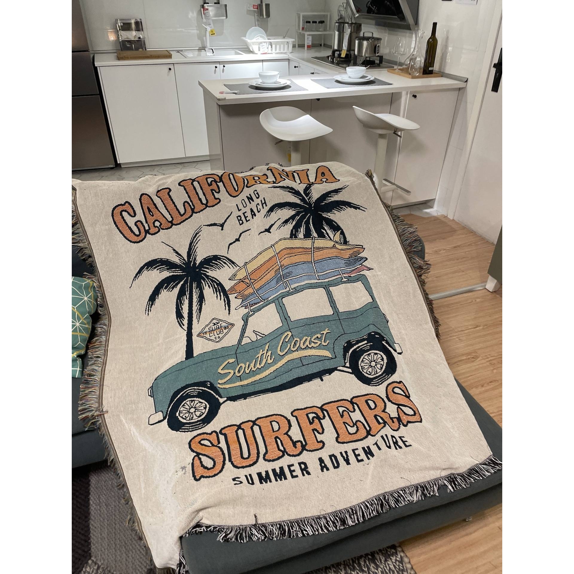 冲浪沙发毯挂毯休闲毯毛毯装饰毯椰岛时光夏日风情camping life