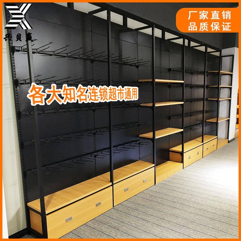 单面铁背板钢木货架超市便利店商服抽装母婴屉挂钩饰WKA品展场示