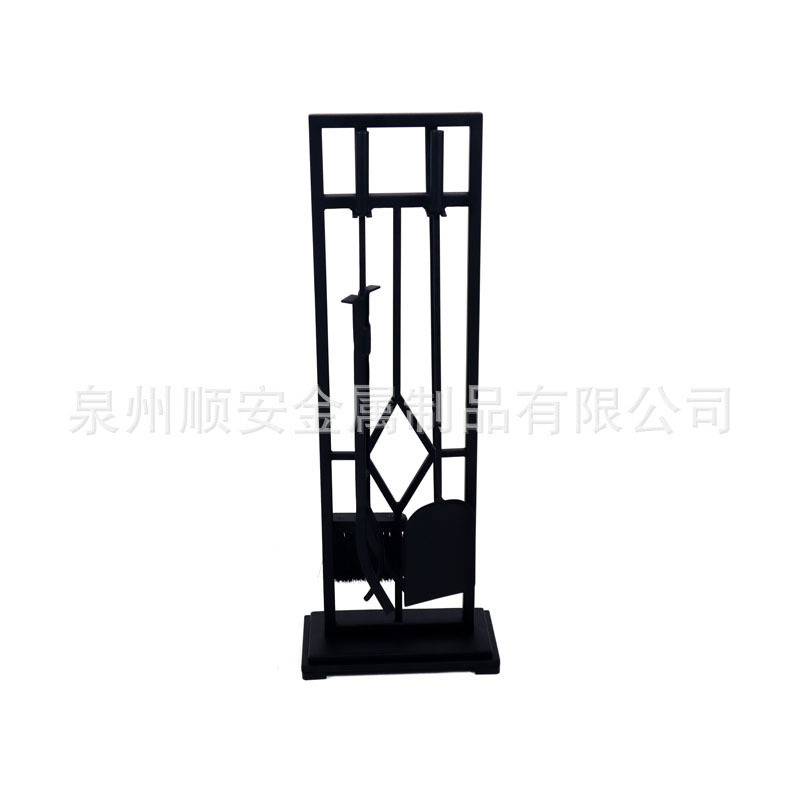 火炉工具壁炉烧烤工具可拆卸铁艺火炉BBQ工具火钩火钳刷子四件套