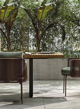 LAR外桌椅户庭院不钢柚锈木藤编阳台休闲室外露台防水防别晒墅花