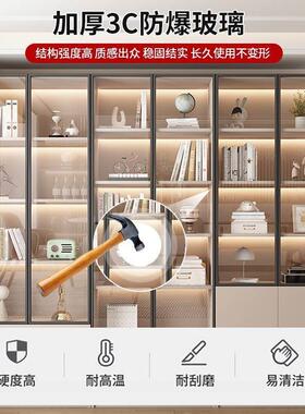 木GP1实书柜带玻璃收门家用展示J柜客轻奢储物柜纳柜整墙书架CJF