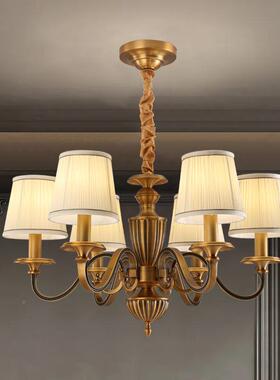 美式古卧铜厅灯别墅客灯简大气室吊约灯复古灯具餐GON厅灯