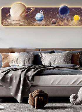 儿童房饰CPX画d宇宙星空星球装le画男孩女孩卧室房间床头挂灯画壁