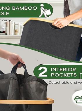 热销日式竹制可篮折叠布XLE艺脏衣盖大衣号带洗衣篮脏衣篓脏服收