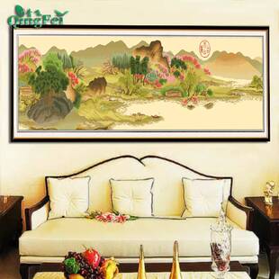 青飞精准印布溪山春晓十字绣大气中国经典名画山水画客厅挂画满绣