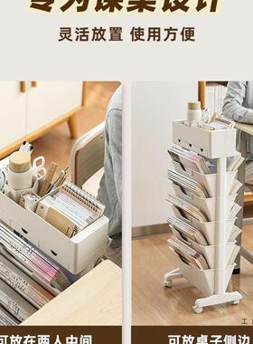 多功能书桌旁收置物架可移带轮F9669SST学生动教室书收纳本桌纳边