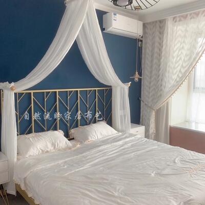 三杆上墙床幔式公主美民式宿客酒店客栈麻F758JT6S纱韩栈床头装饰