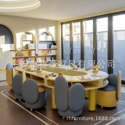 zdh儿童桌椅组合娱乐区早教中心创意小凳子游乐园木质手工桌