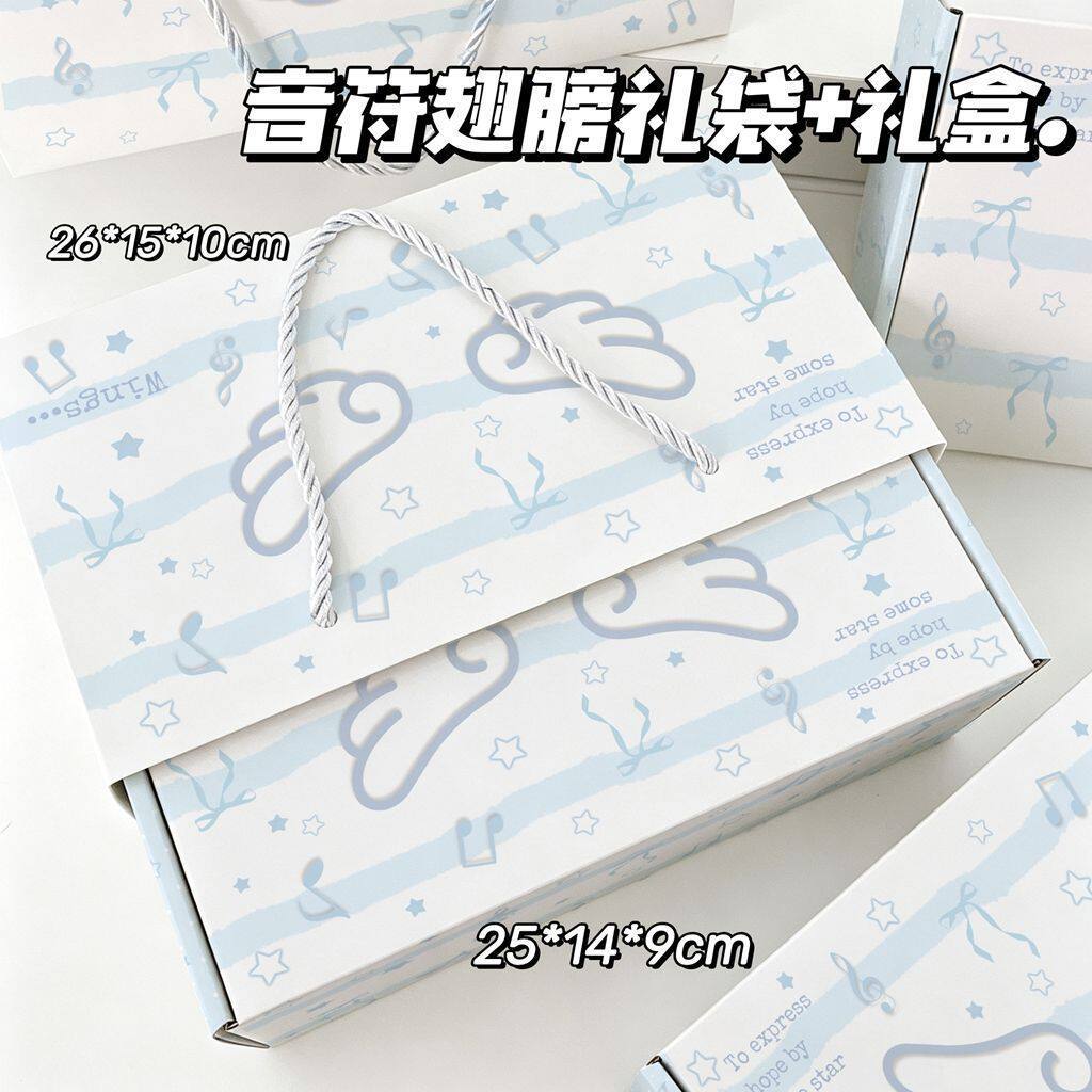 音符云朵翅膀礼袋飞机盒ins高级简约感日常节日生日打包礼品套装图片