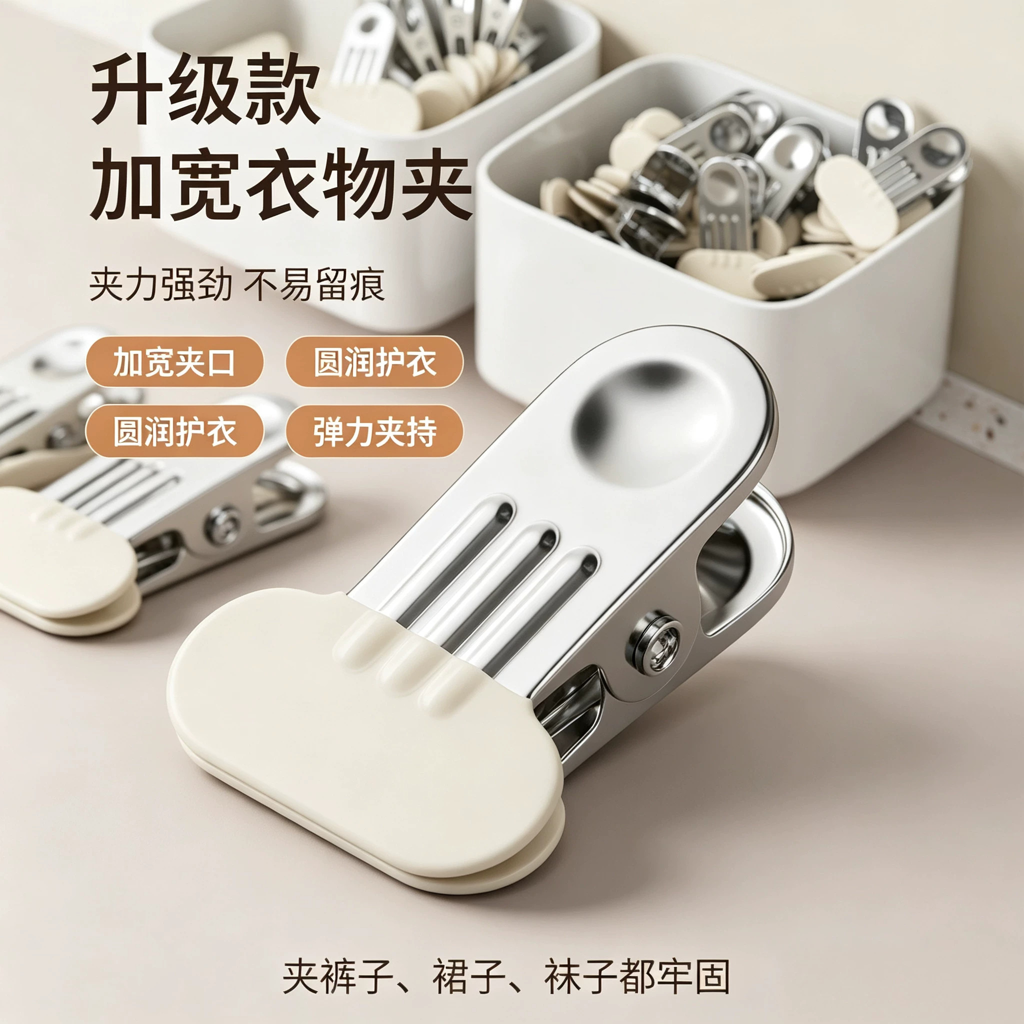 防风防滑强力不锈钢晾衣夹