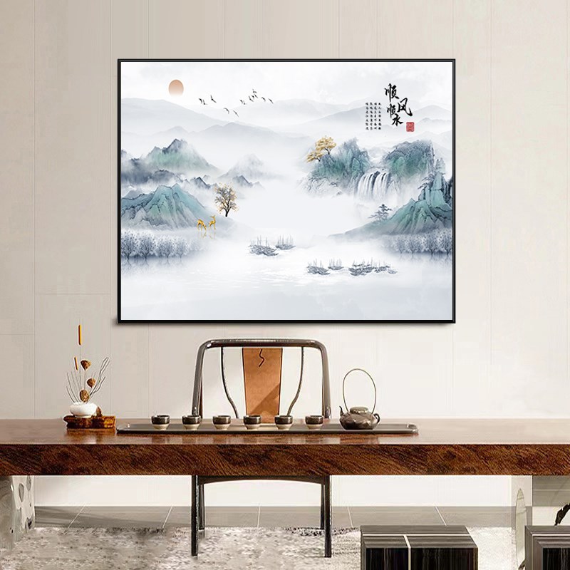 电表箱装饰画免打孔配电箱山水y挂画电闸箱定制强电盒子墙壁画盖