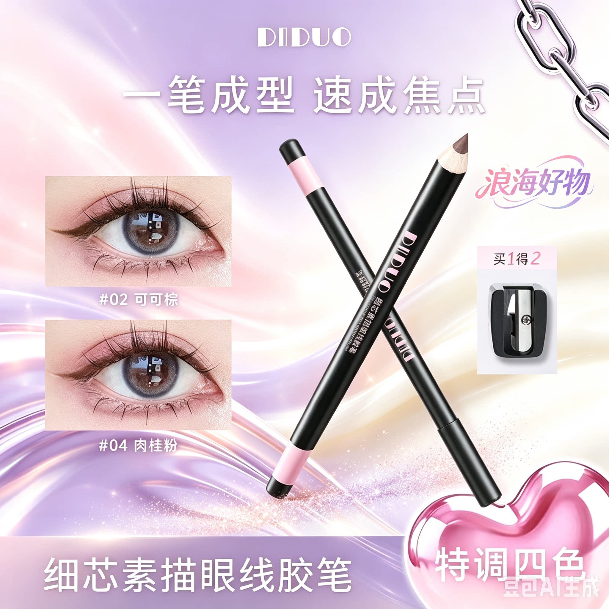 【立减50】素描眼线胶笔不晕染防水防汗持久下至笔棕色太细HQ2