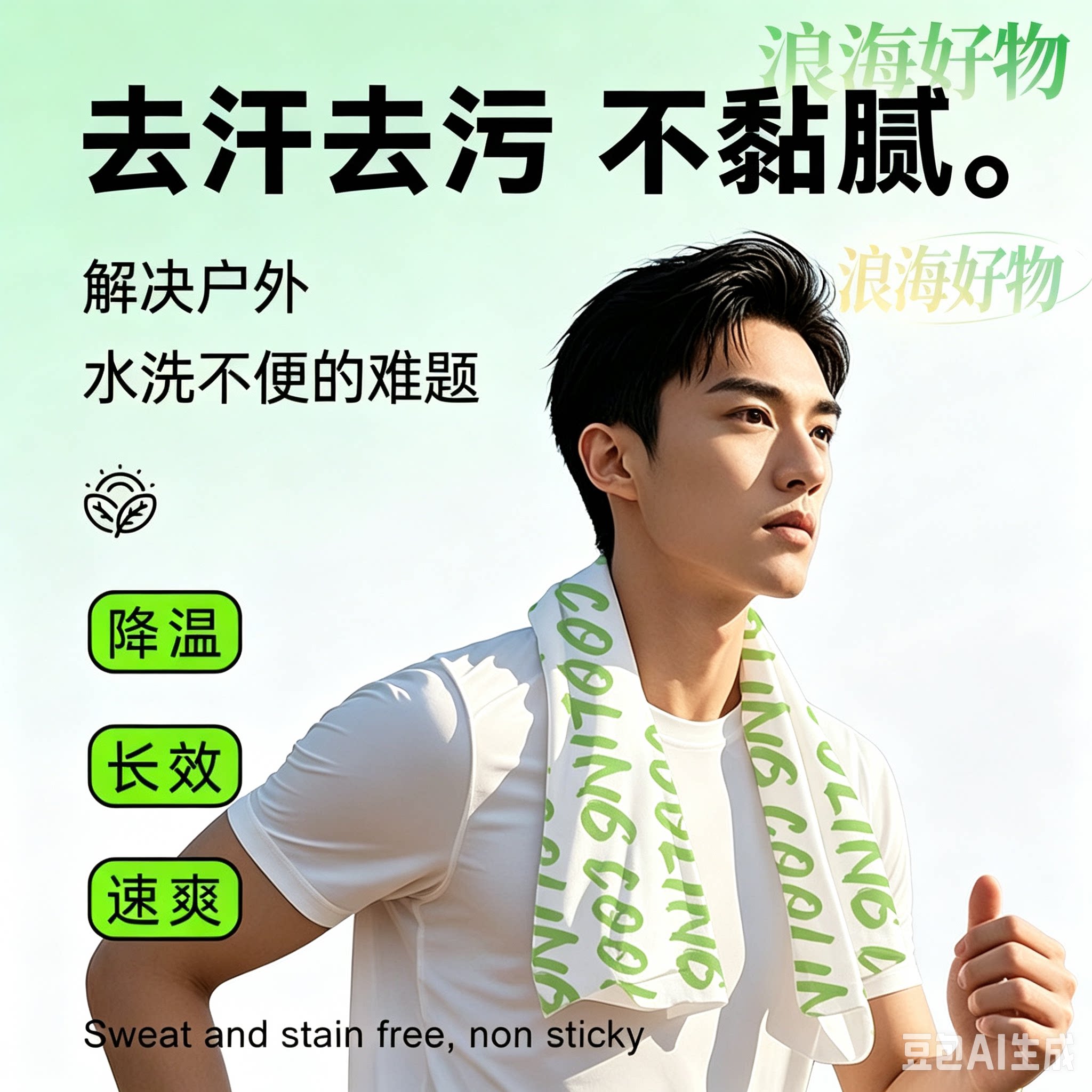 冰感降温冰巾降温神器户外跑步防暑去汗冷感薄荷凉挂脖毛巾RR