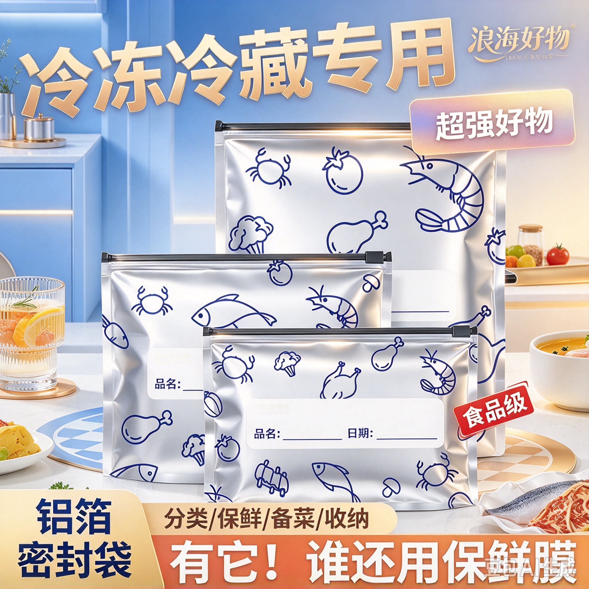 铝箔保鲜密封保鲜袋家用冰箱食物冷冻专用收纳袋密实专用冷冻袋RR