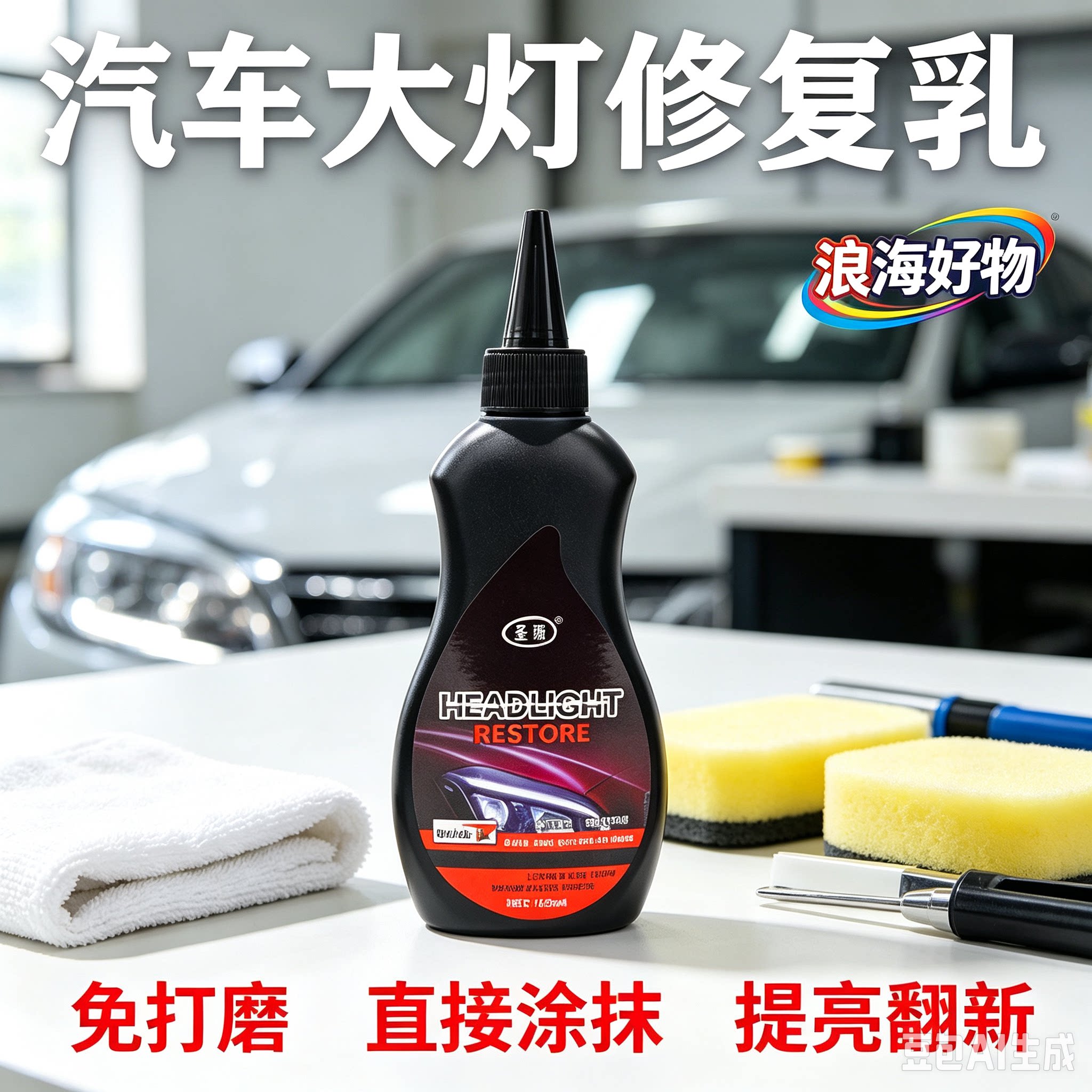 清除汽车大灯发黄神器 一擦即亮 无需打磨 修复车灯发黄翻新RR2