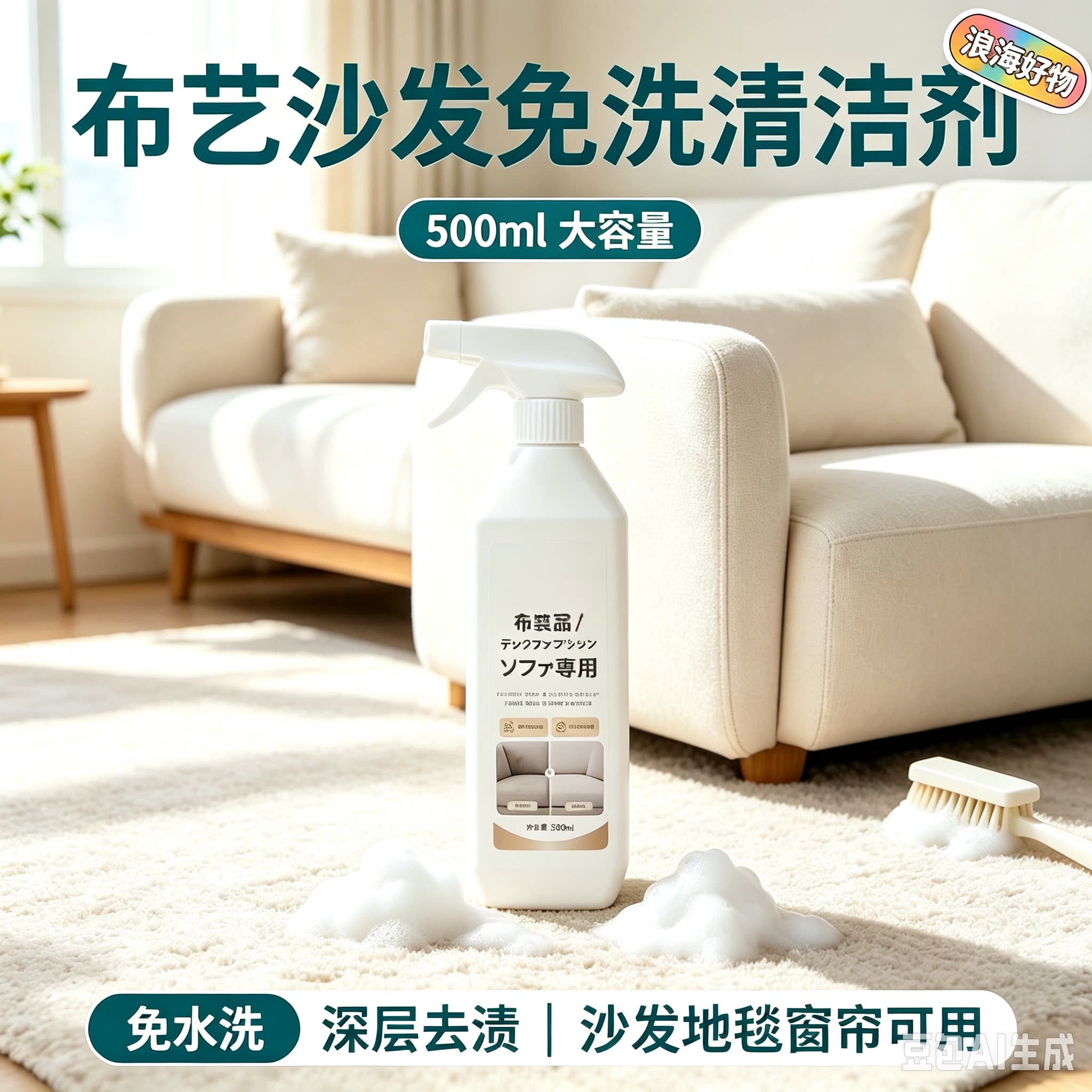 【立减50】布艺沙发清洁剂免水洗干洗剂床垫科技布专用清洗剂HQ2