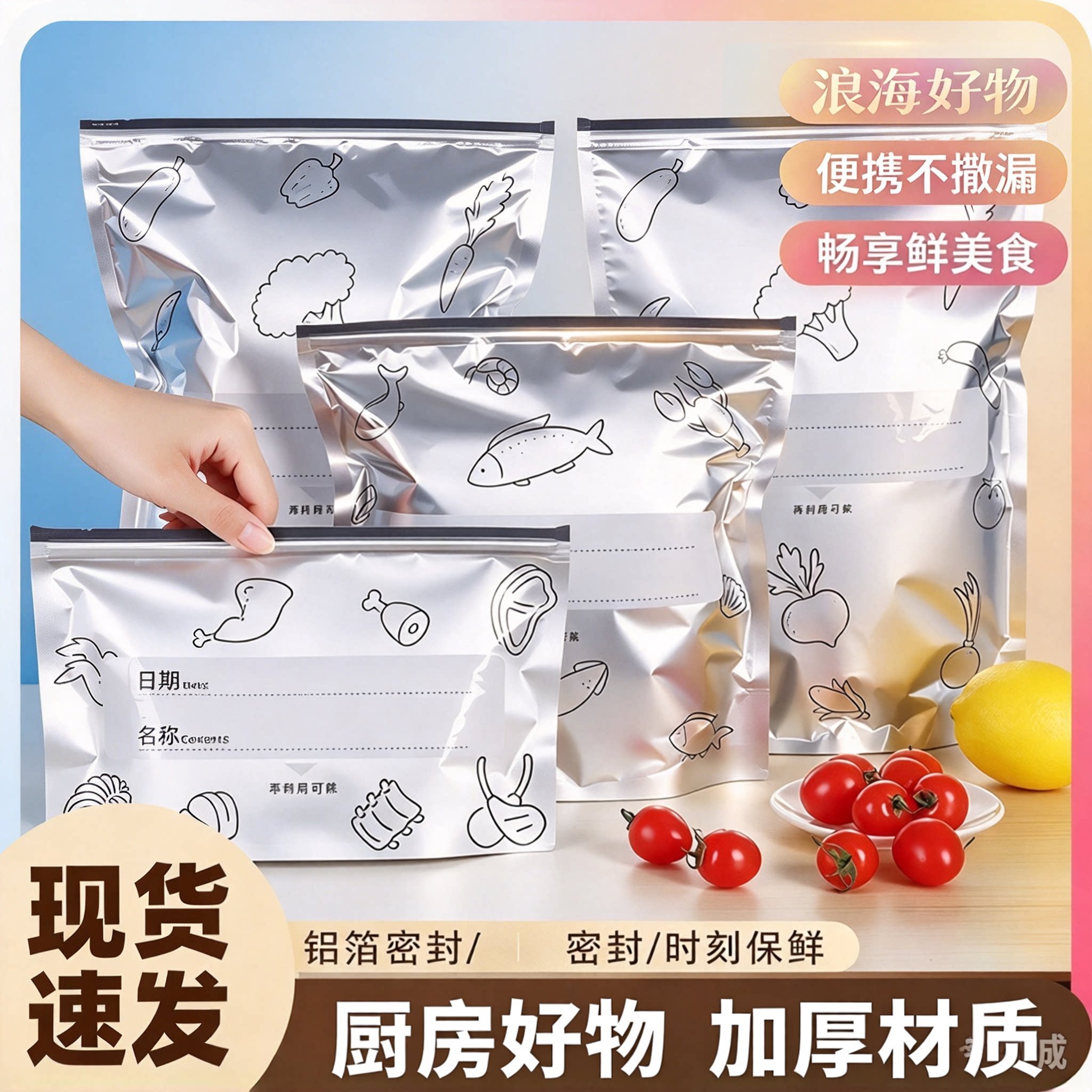 铝箔密封保鲜袋家用冰箱食物冷冻专用收纳袋密实专用冷冻袋HQ2