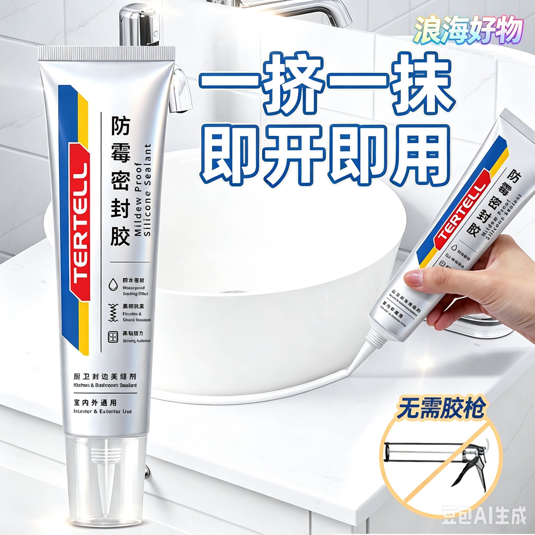 【下单立减50】封边胶美缝非塑钢泥防水防霉马桶厨房灶台门窗HQ