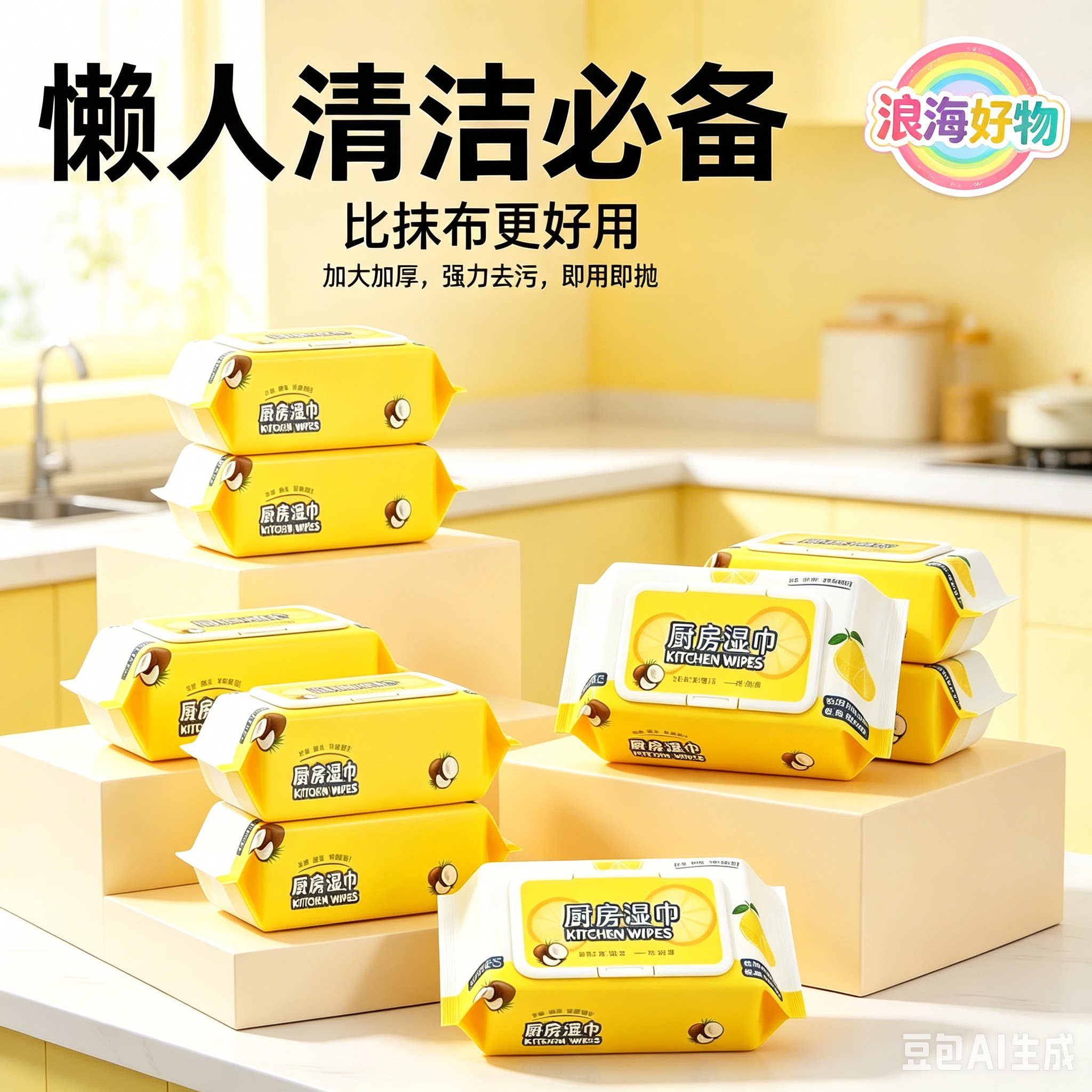 【拍一发六】强力冰箱清洁湿巾多用途清洁湿巾厨房油烟机WL4