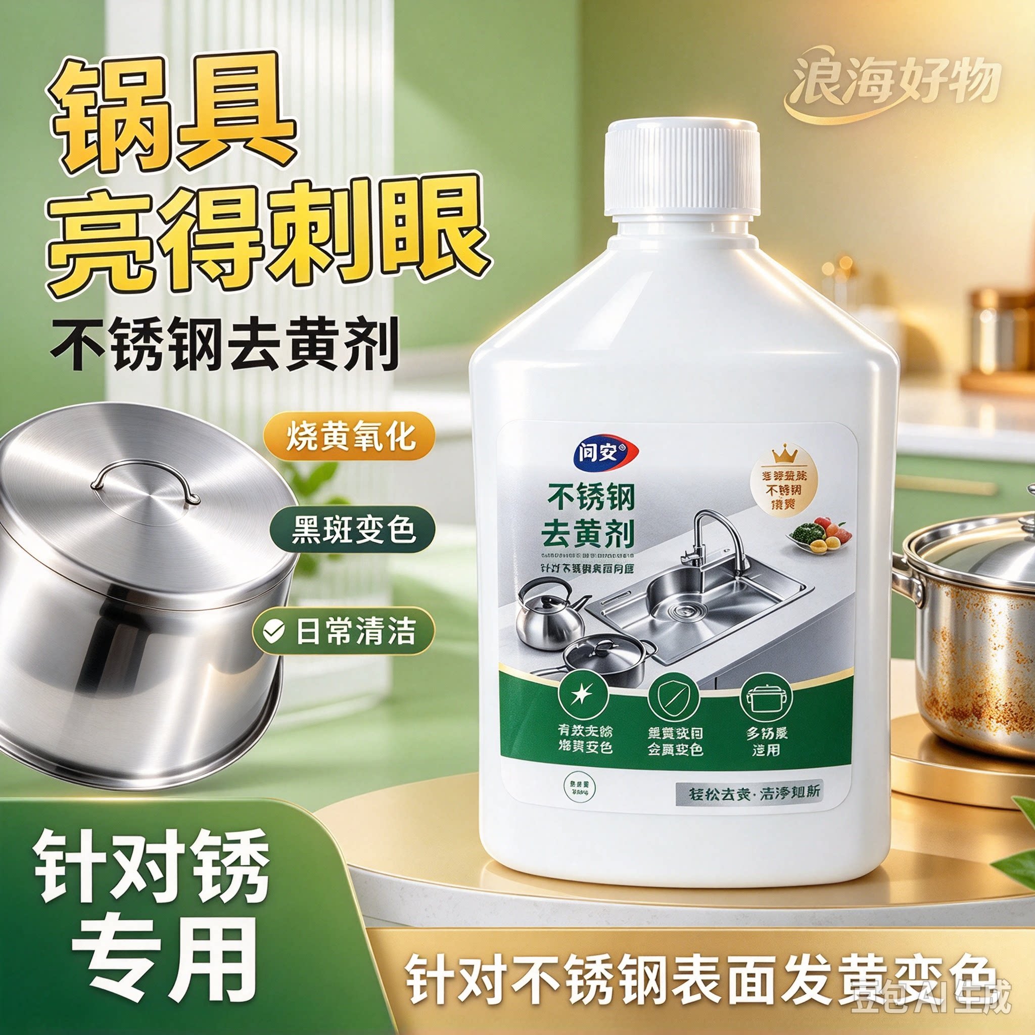 【官方正品】不锈钢去黄剂去污渍光亮除垢家用不锈钢去黄除锈RR