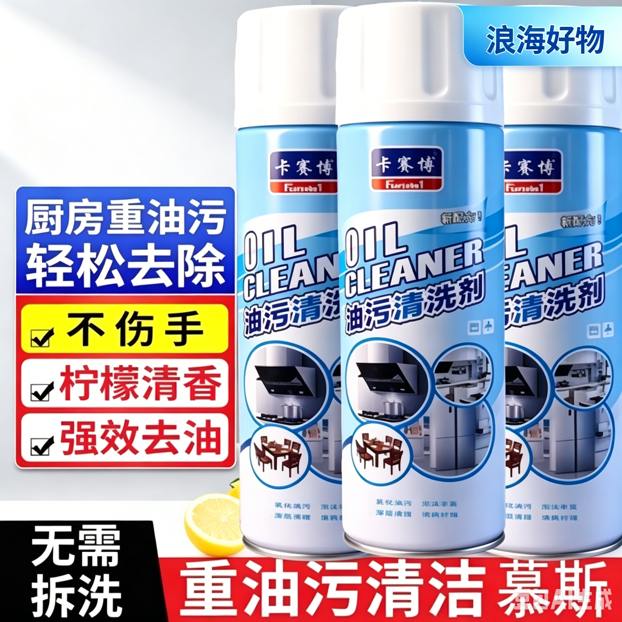 重油污清洁慕斯清洗剂油烟机油污厨房灶台重油烟净除油剂泡沫型WL