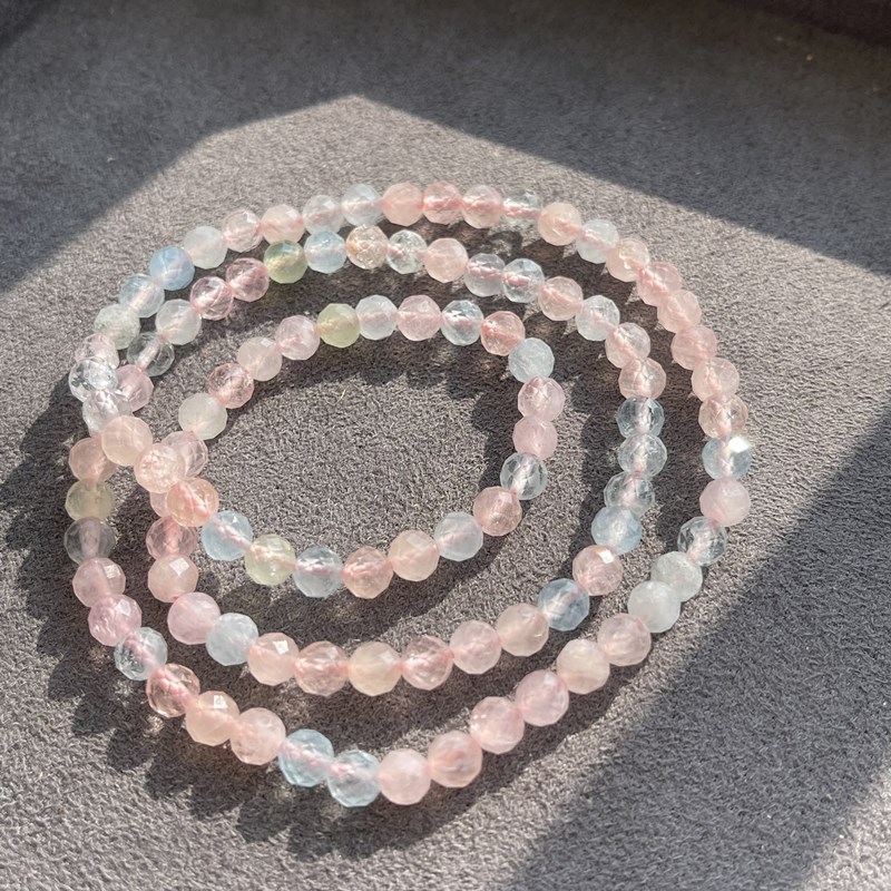 现货速发石切角刻面三圈手链 款 约5mm 色 XL182