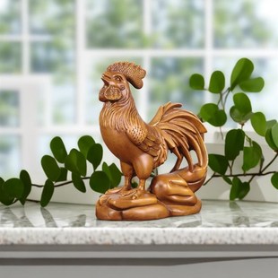 快速发货实木公鸡摆件家居u客厅雄鸡招财旺运新房风水摆饰办公室