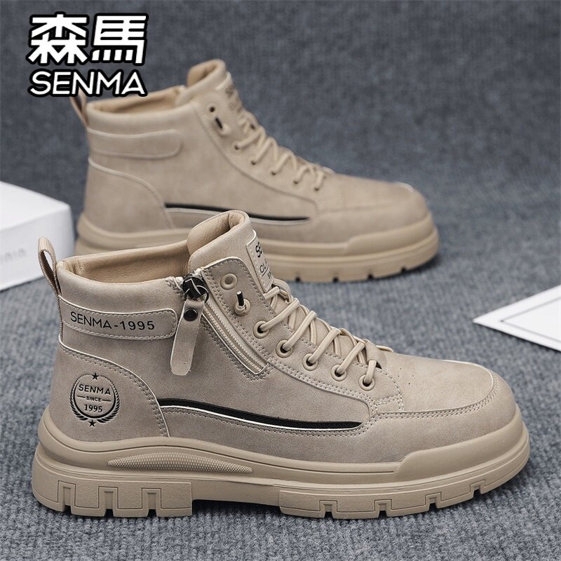 森马马丁靴男鞋春季百搭男士运动休闲高帮板鞋厚底增高复古工装靴