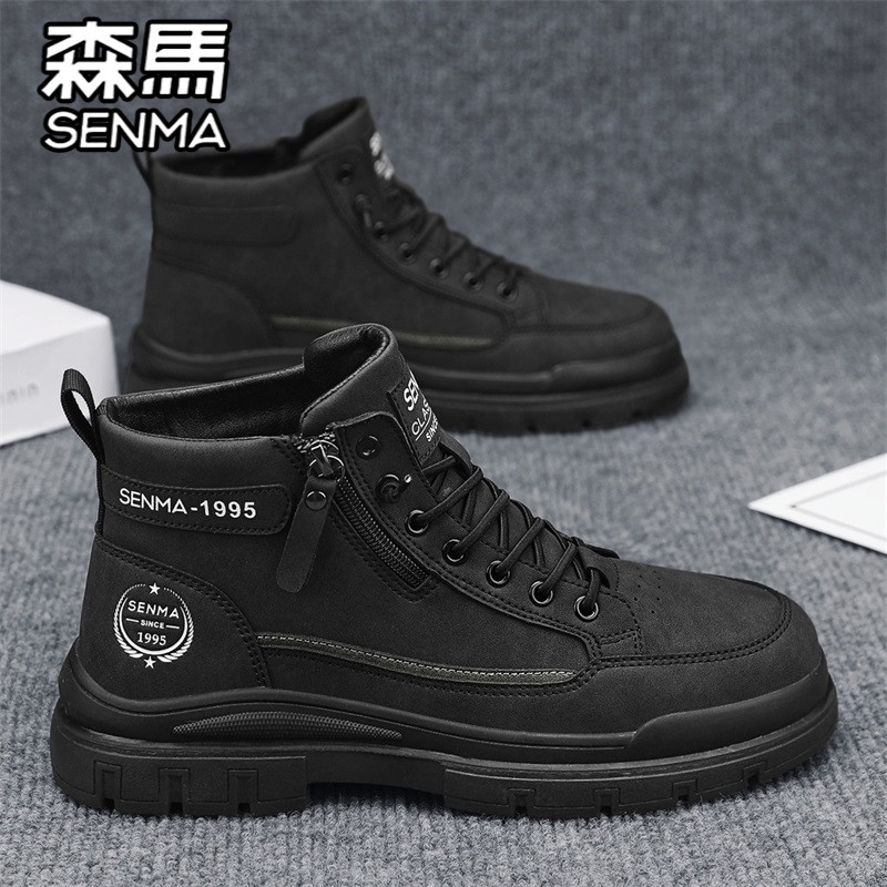 森马马丁靴男鞋冬季男士软底耐磨高帮运动休闲高级感真皮工装潮鞋