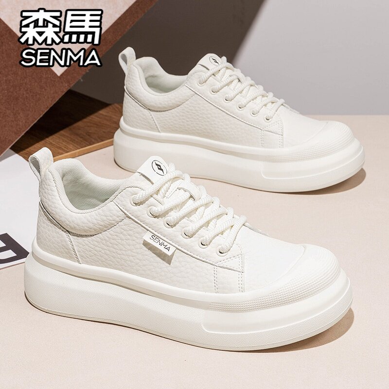 森马男鞋春季透气潮流百搭小白低帮板鞋运动休闲男士增高真皮潮鞋