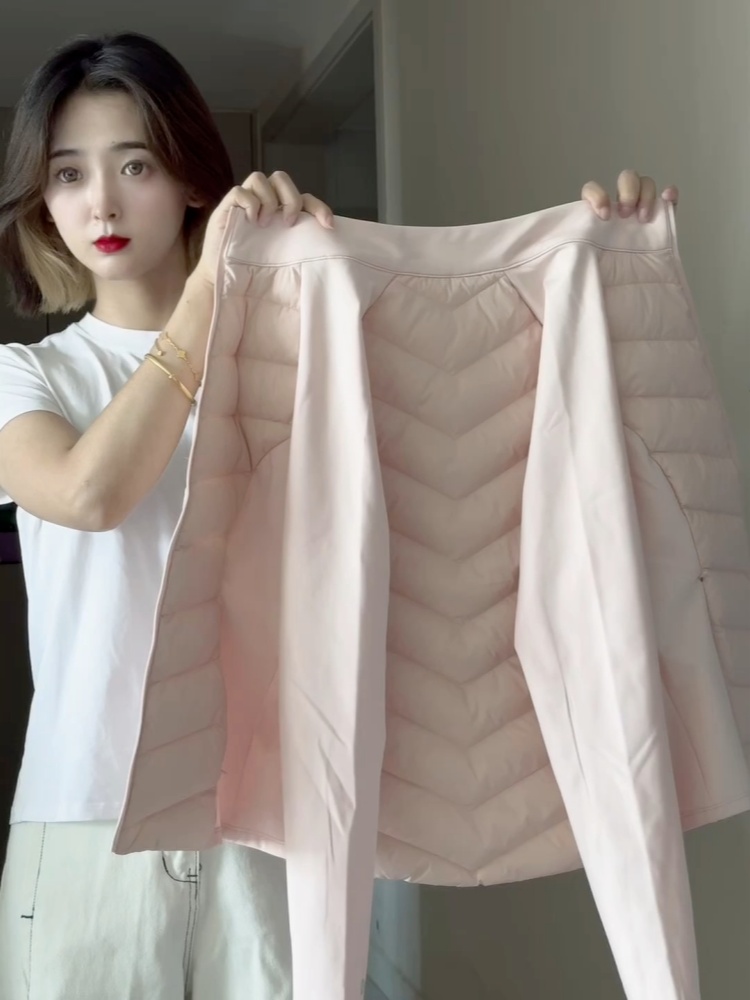 粉色排骨羽绒服女修身外套冲锋衣内胆轻薄秋冬季2025新款收腰上衣