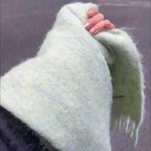 薄荷绿围巾女披肩外搭两用秋冬季毛绒保暖护颈韩系氛围感2026新款